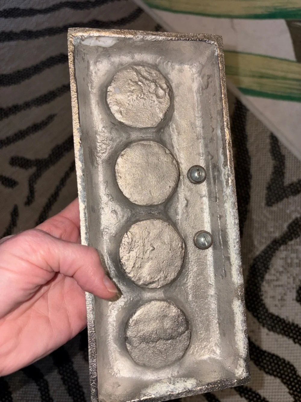 Vintage Crate & Barrel Heavy Cast Aluminum Christmas Tree Candleholder